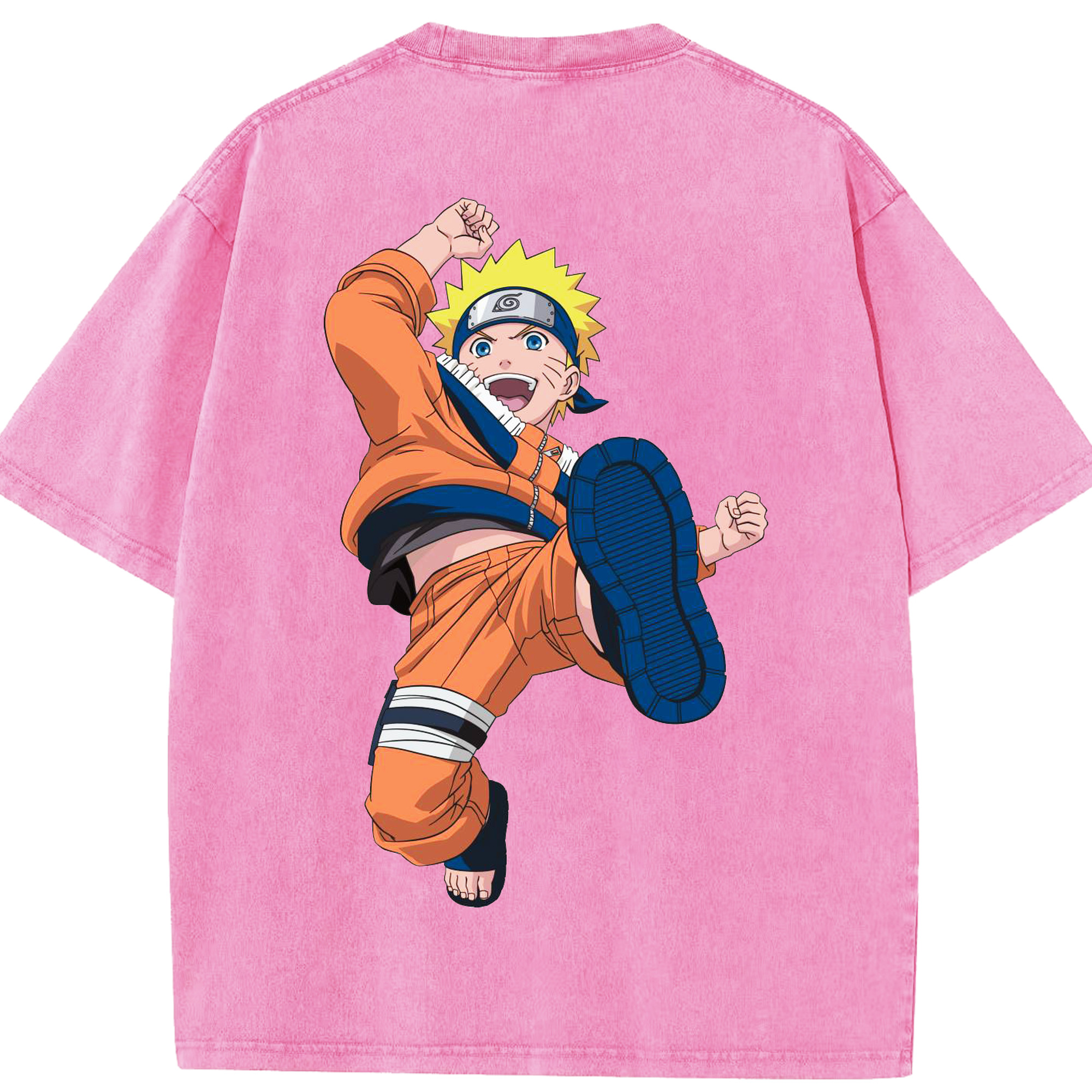 （画像用） NARUTO -ナルト- うずまき ナルト Uzumaki Naruto 綿100% ヴィンテージ風 半袖Tシャツ（背面プリント）